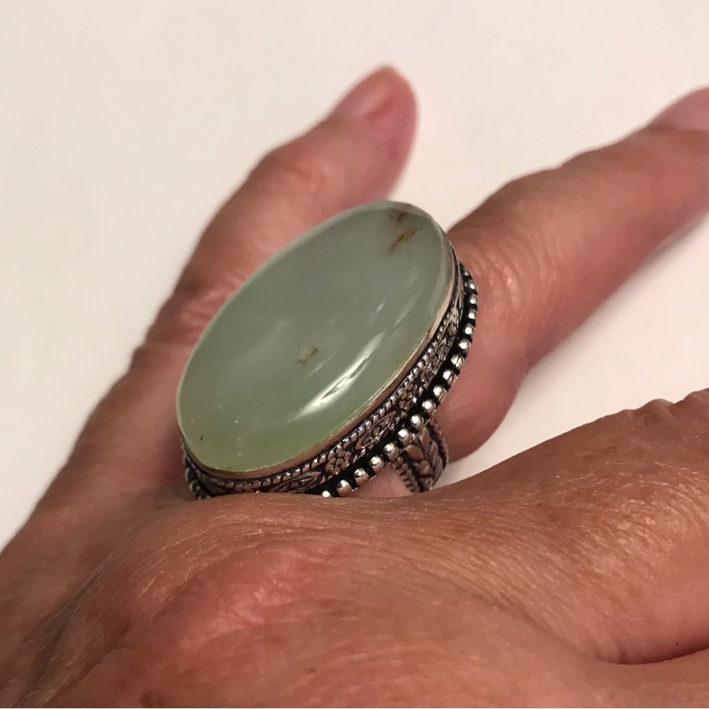 Chrysoprase Stamped 925 Sterling Silver Ring